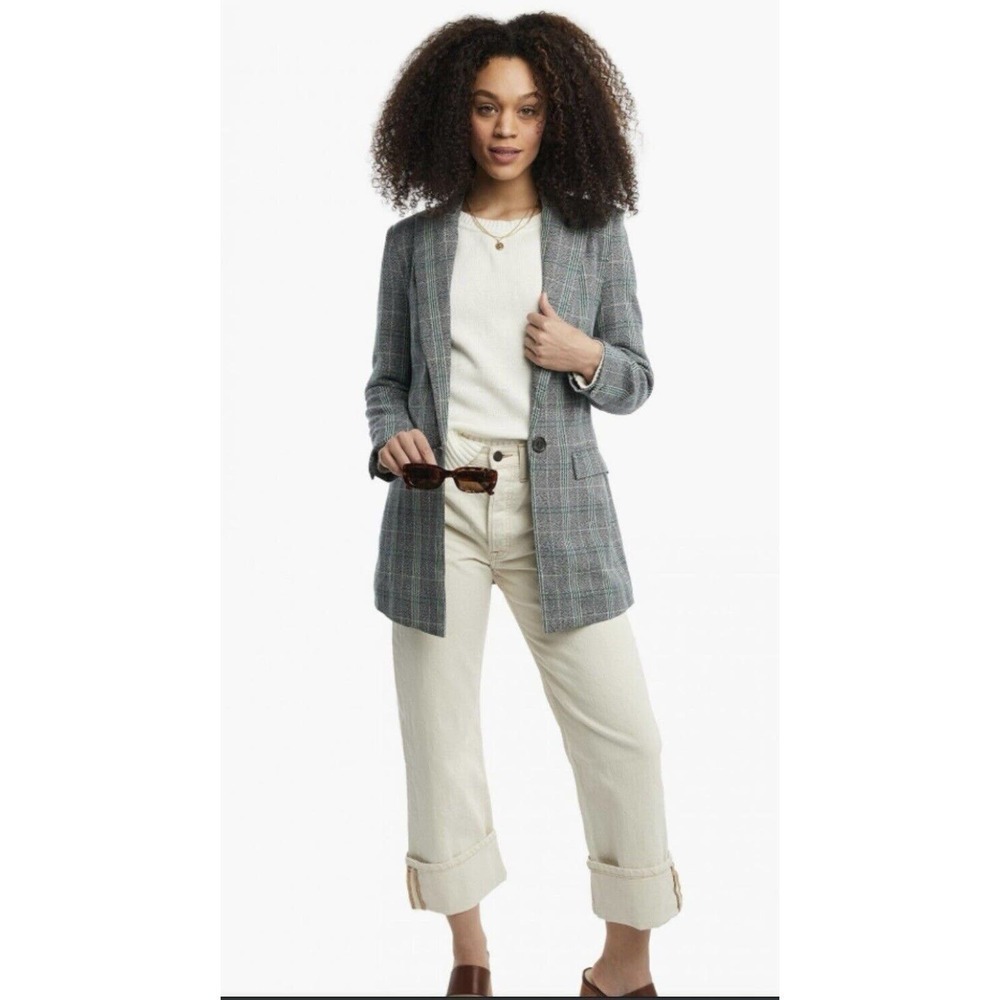 Able Evergreen Plaid Blazer S boho classic holiday preppy winter contemporary - Picture 4 of 13